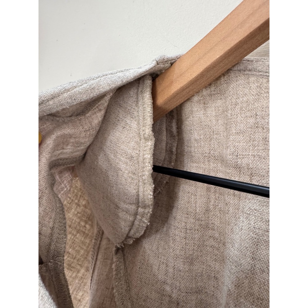 Vintage Midi Dress Size 5/6 Tan Linen Blend Button Front Tie Back Cottagecore - Picture 9 of 13
